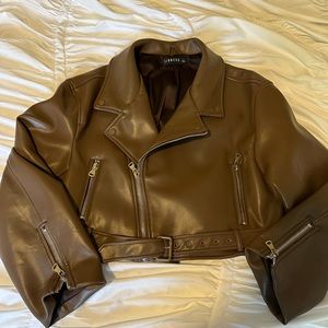 Brown Leather Jacket - Lioness